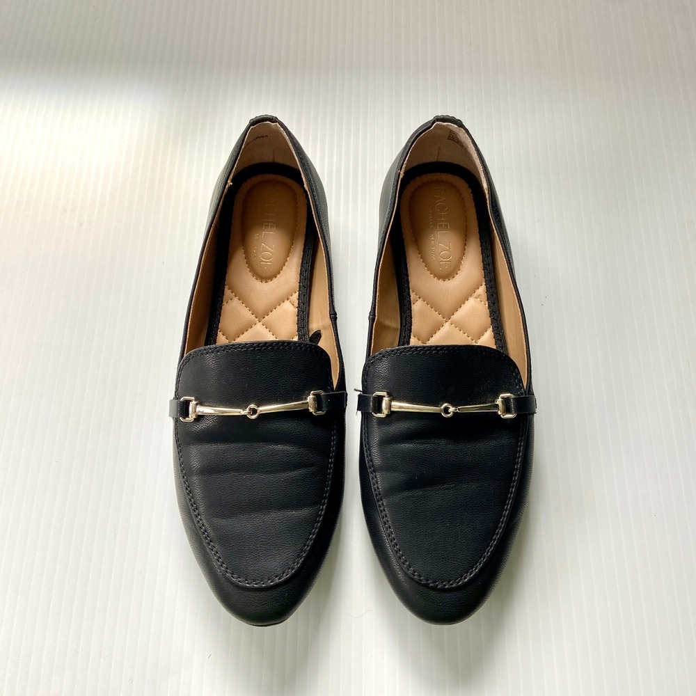 Rachel Zoe Axe Black Vegan Leather Flats Loafers‎ Womens 8M